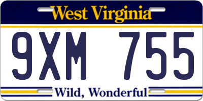 WV license plate 9XM755