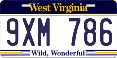 WV license plate 9XM786