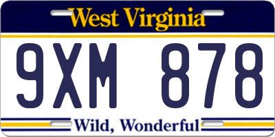 WV license plate 9XM878