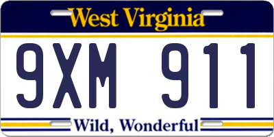 WV license plate 9XM911