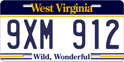 WV license plate 9XM912