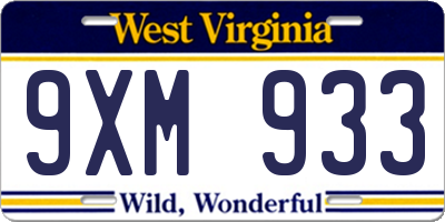 WV license plate 9XM933