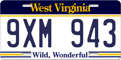 WV license plate 9XM943