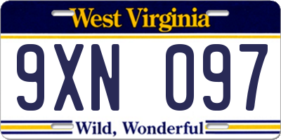 WV license plate 9XN097