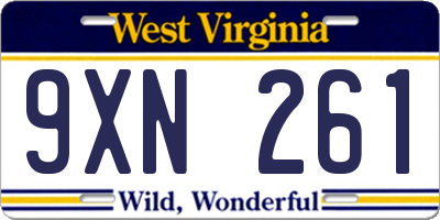 WV license plate 9XN261