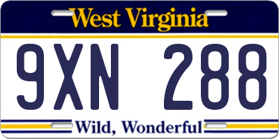 WV license plate 9XN288