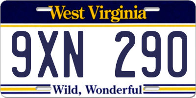 WV license plate 9XN290