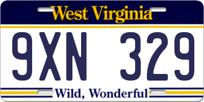 WV license plate 9XN329