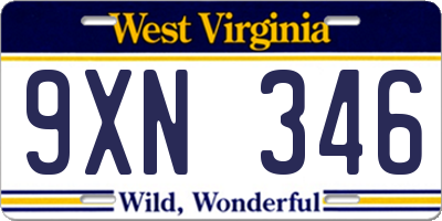 WV license plate 9XN346