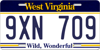 WV license plate 9XN709