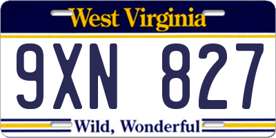 WV license plate 9XN827