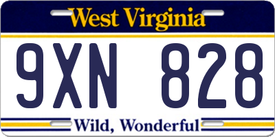 WV license plate 9XN828