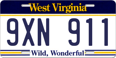 WV license plate 9XN911