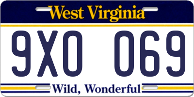 WV license plate 9XO069