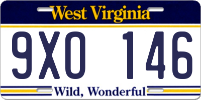WV license plate 9XO146