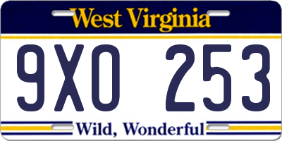 WV license plate 9XO253