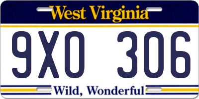 WV license plate 9XO306