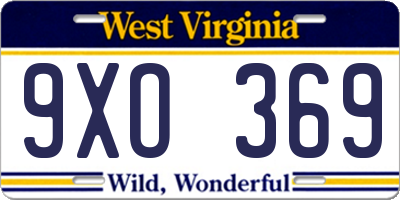 WV license plate 9XO369