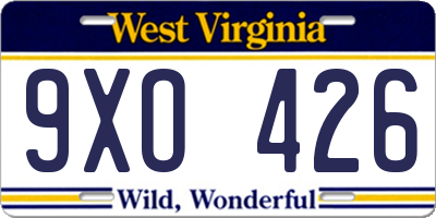 WV license plate 9XO426