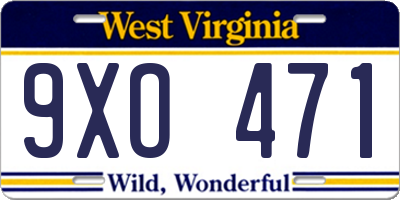 WV license plate 9XO471