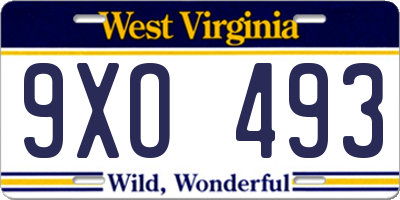 WV license plate 9XO493