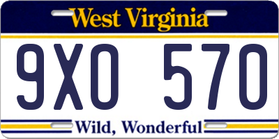 WV license plate 9XO570