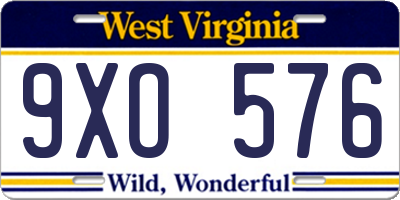 WV license plate 9XO576