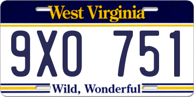 WV license plate 9XO751