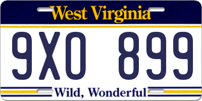 WV license plate 9XO899