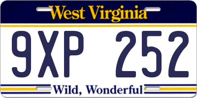 WV license plate 9XP252