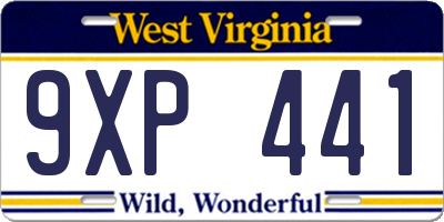 WV license plate 9XP441