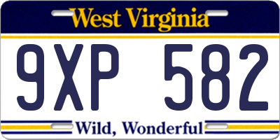 WV license plate 9XP582
