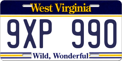 WV license plate 9XP990