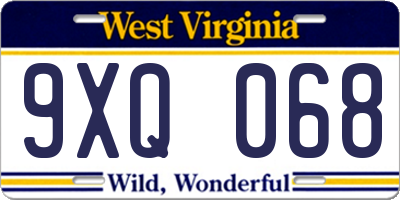 WV license plate 9XQ068