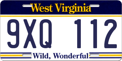 WV license plate 9XQ112
