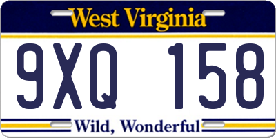 WV license plate 9XQ158