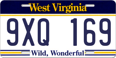 WV license plate 9XQ169