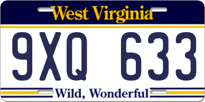 WV license plate 9XQ633