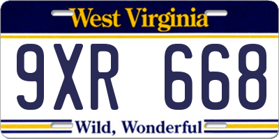 WV license plate 9XR668