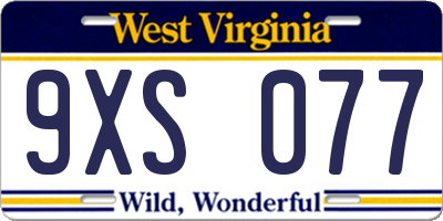 WV license plate 9XS077