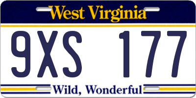 WV license plate 9XS177