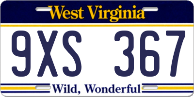 WV license plate 9XS367