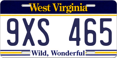 WV license plate 9XS465