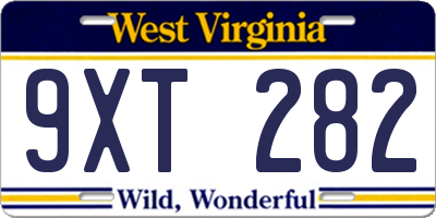 WV license plate 9XT282