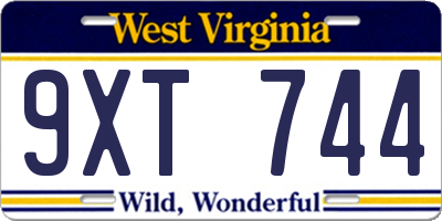 WV license plate 9XT744