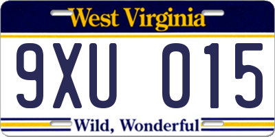 WV license plate 9XU015