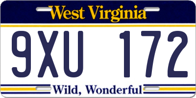 WV license plate 9XU172