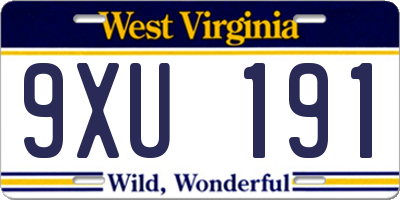 WV license plate 9XU191