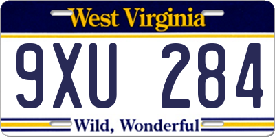 WV license plate 9XU284