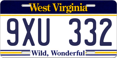 WV license plate 9XU332